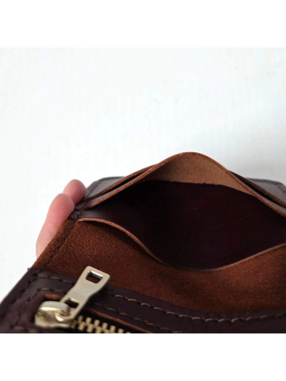 Portland Leather Goods Womens Smooth Brown Leather Mini Bifold Wallet - Picture 10 of 16